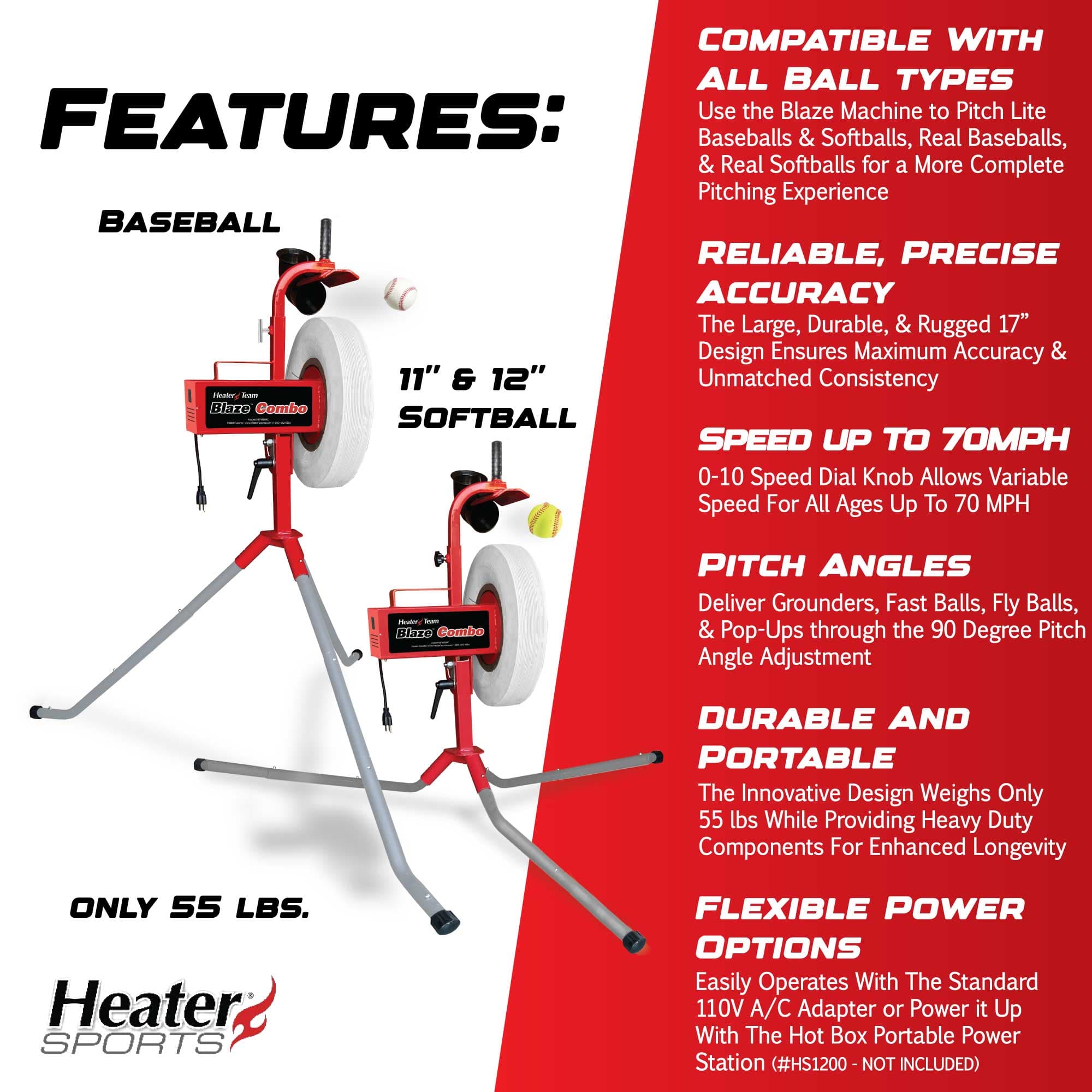 Blaze Combo Heavy Duty Pitching Machine With 1 Yr. Warranty