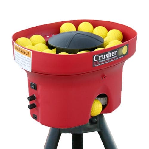 Crusher Fastball & Curveball Mini Ball Pitching Machine With 8 Hr. Batteries