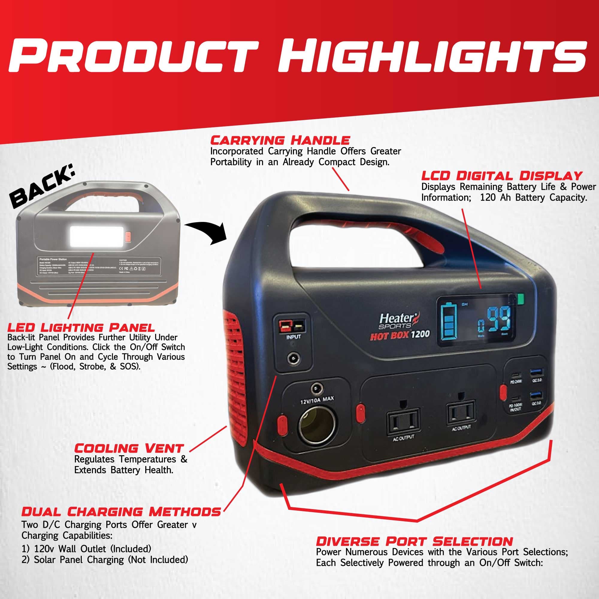 Hot Box 1200 Peak Portable Power Station