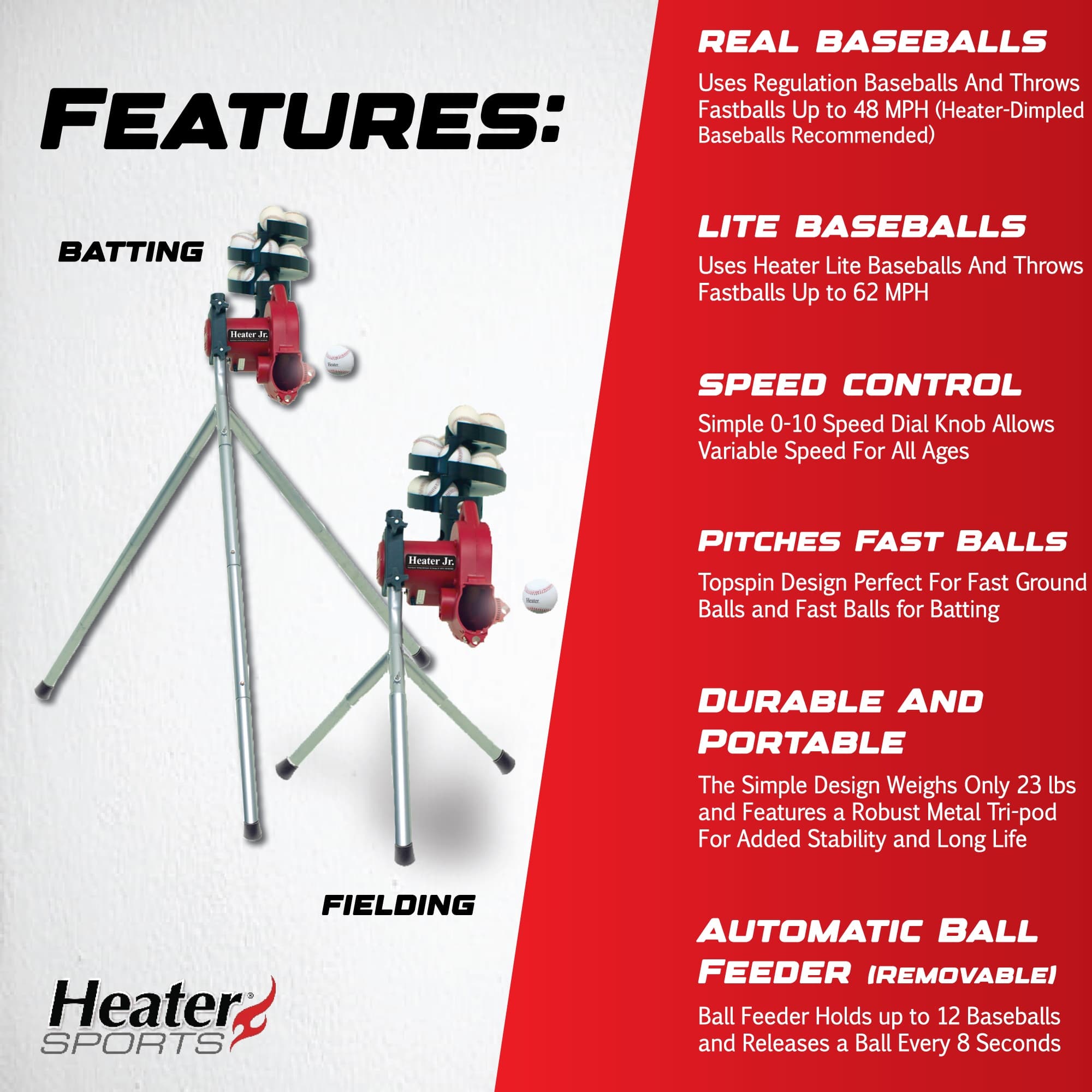 Heater Jr. Real Baseball Pitching Machine