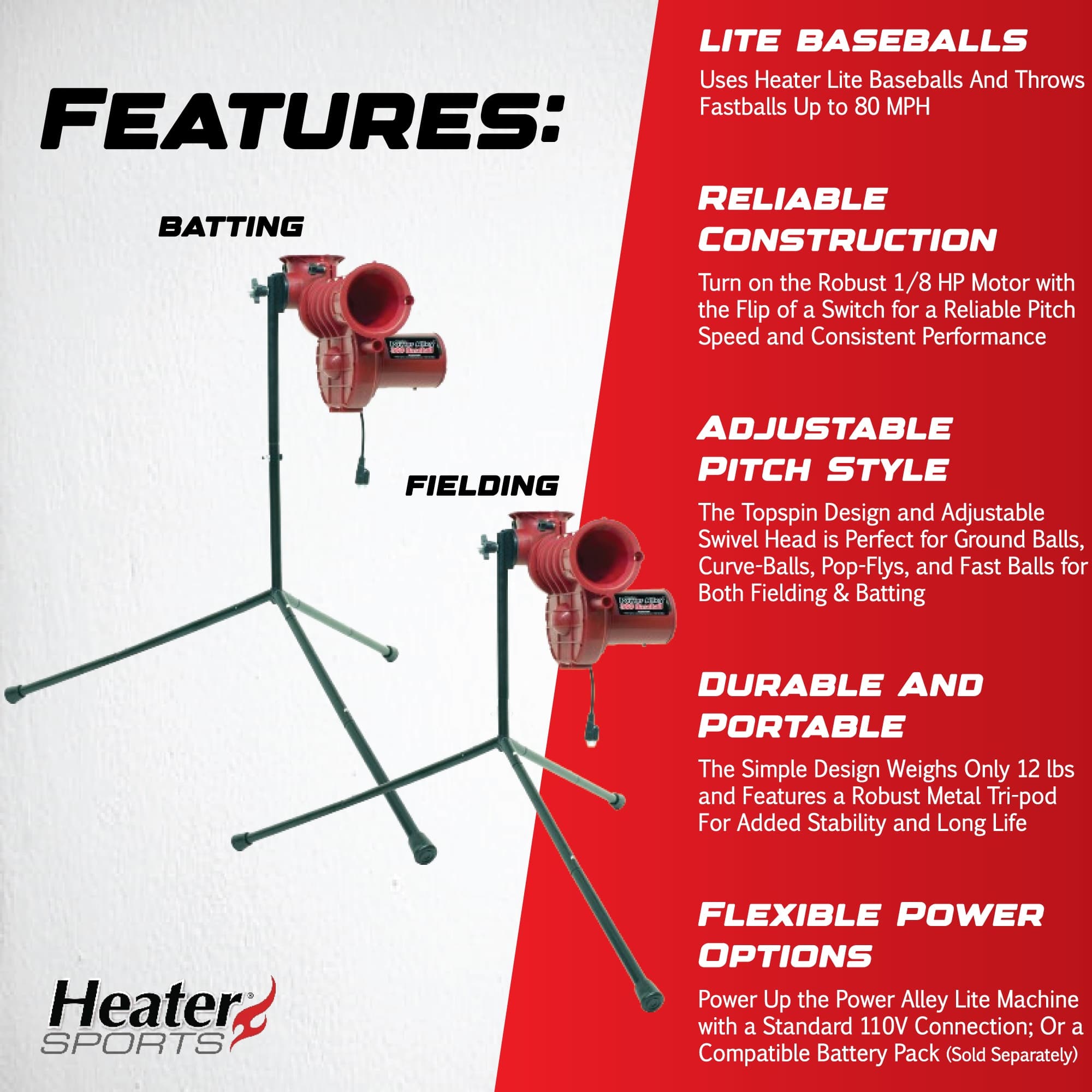 Power Alley 360 Lite Baseball Pitching & Fielding Machine