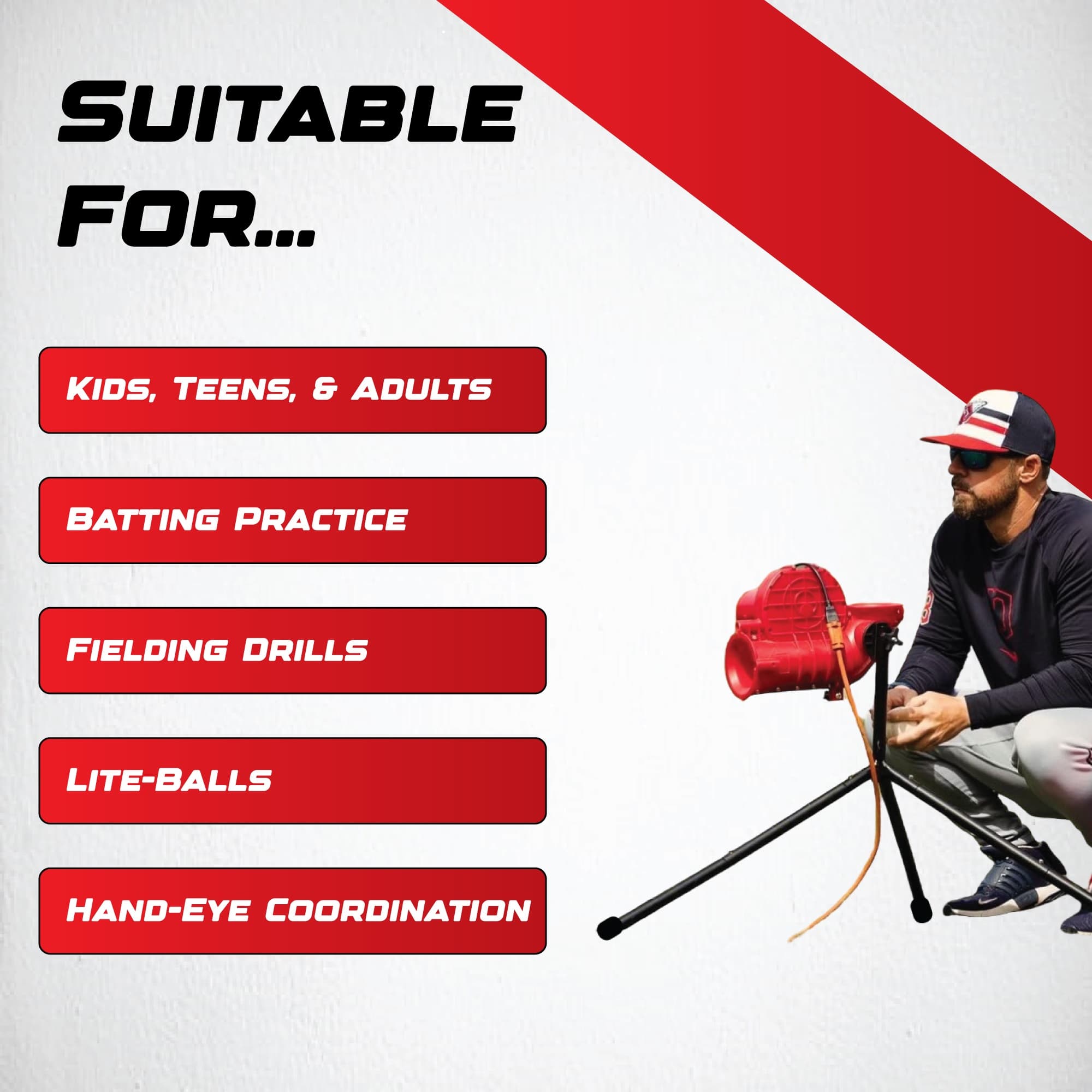 Power Alley 360 Lite Baseball Pitching & Fielding Machine
