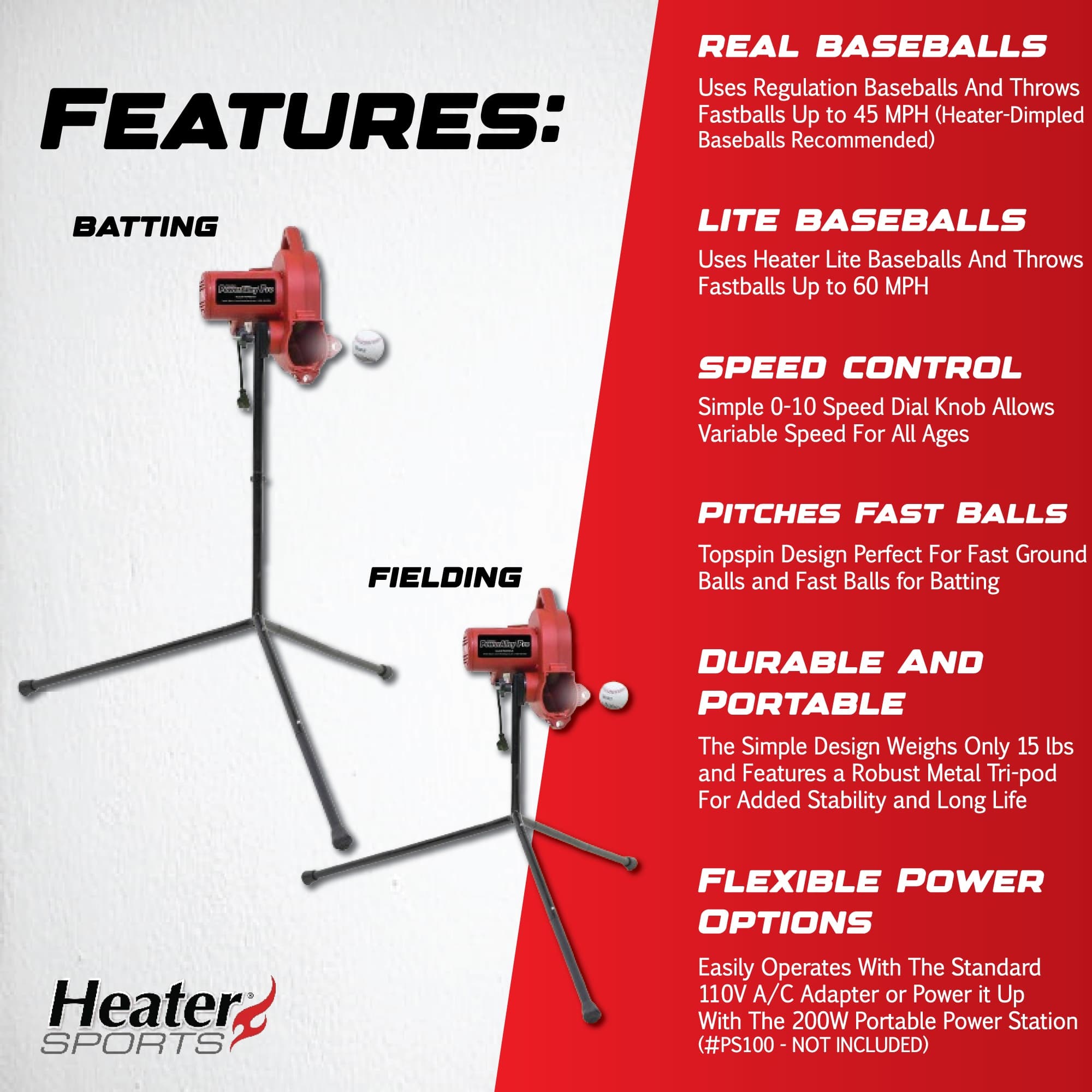 Power Alley Pro Real Baseball Pitching & Fielding Machine