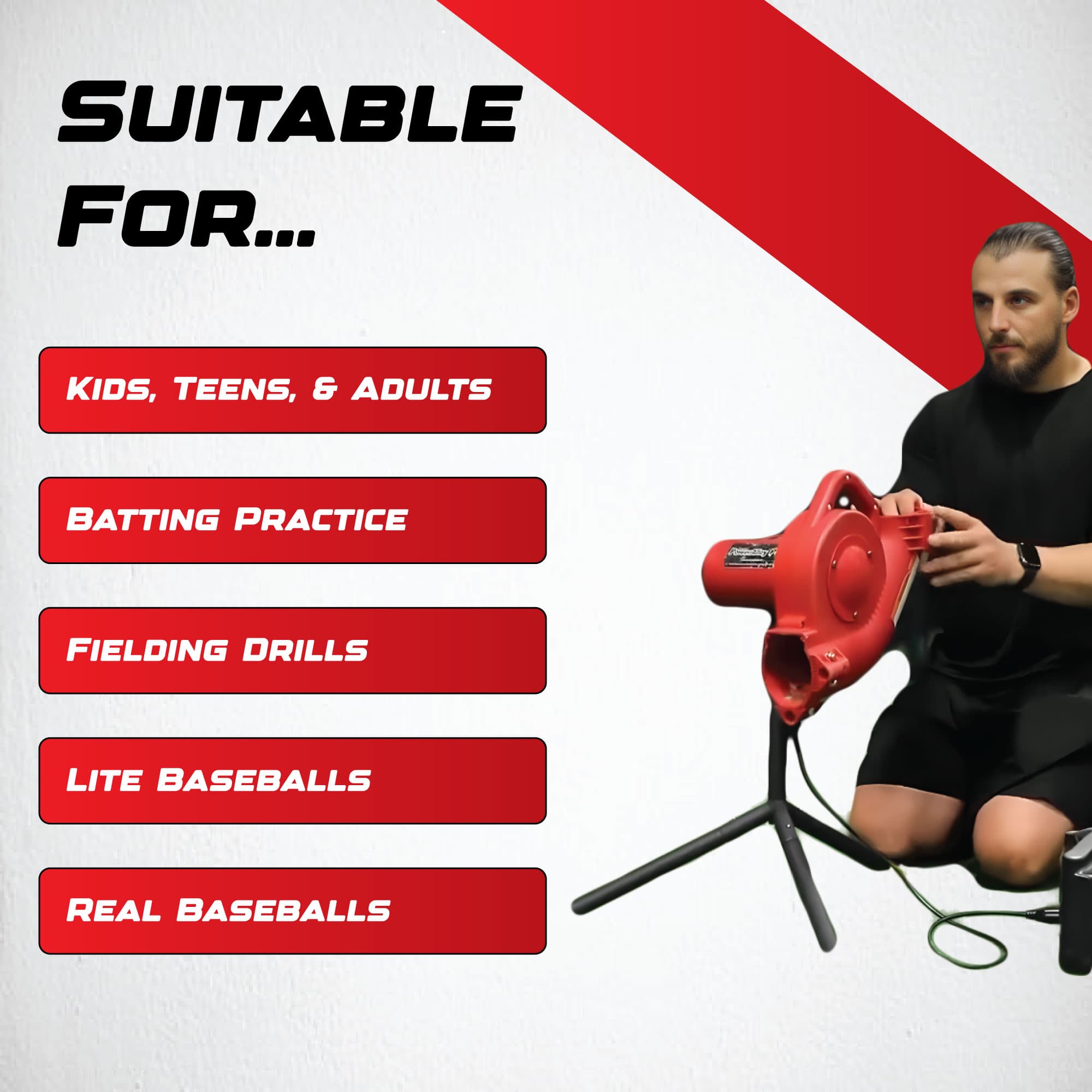 Power Alley Pro Real Baseball Pitching & Fielding Machine