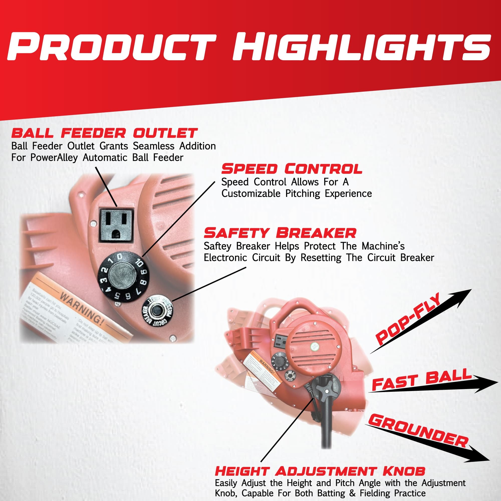 Power Alley Pro Real Baseball Pitching & Fielding Machine