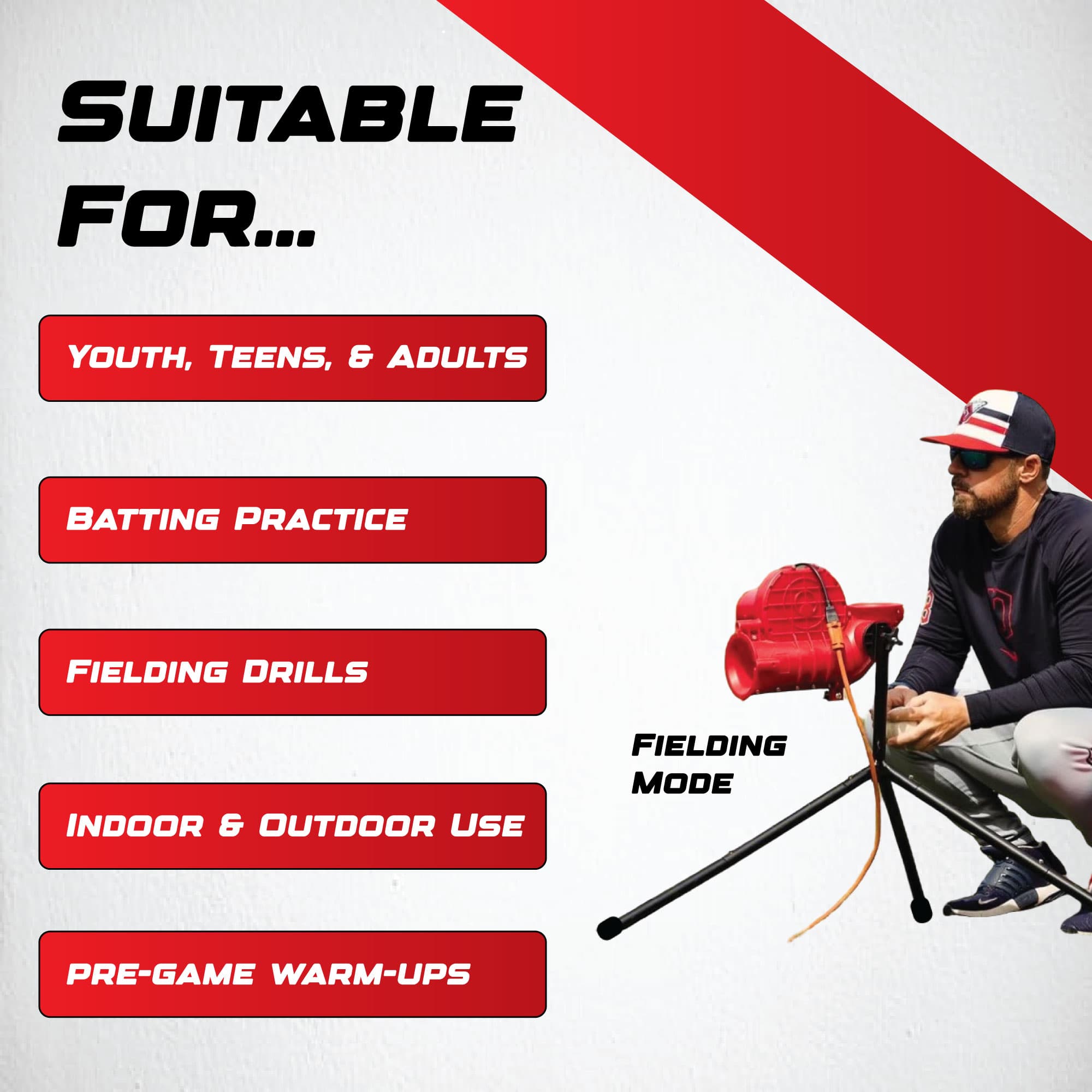 Slider 360 Fastball & Curveball Lite Baseball Pitching & Fielding Machine