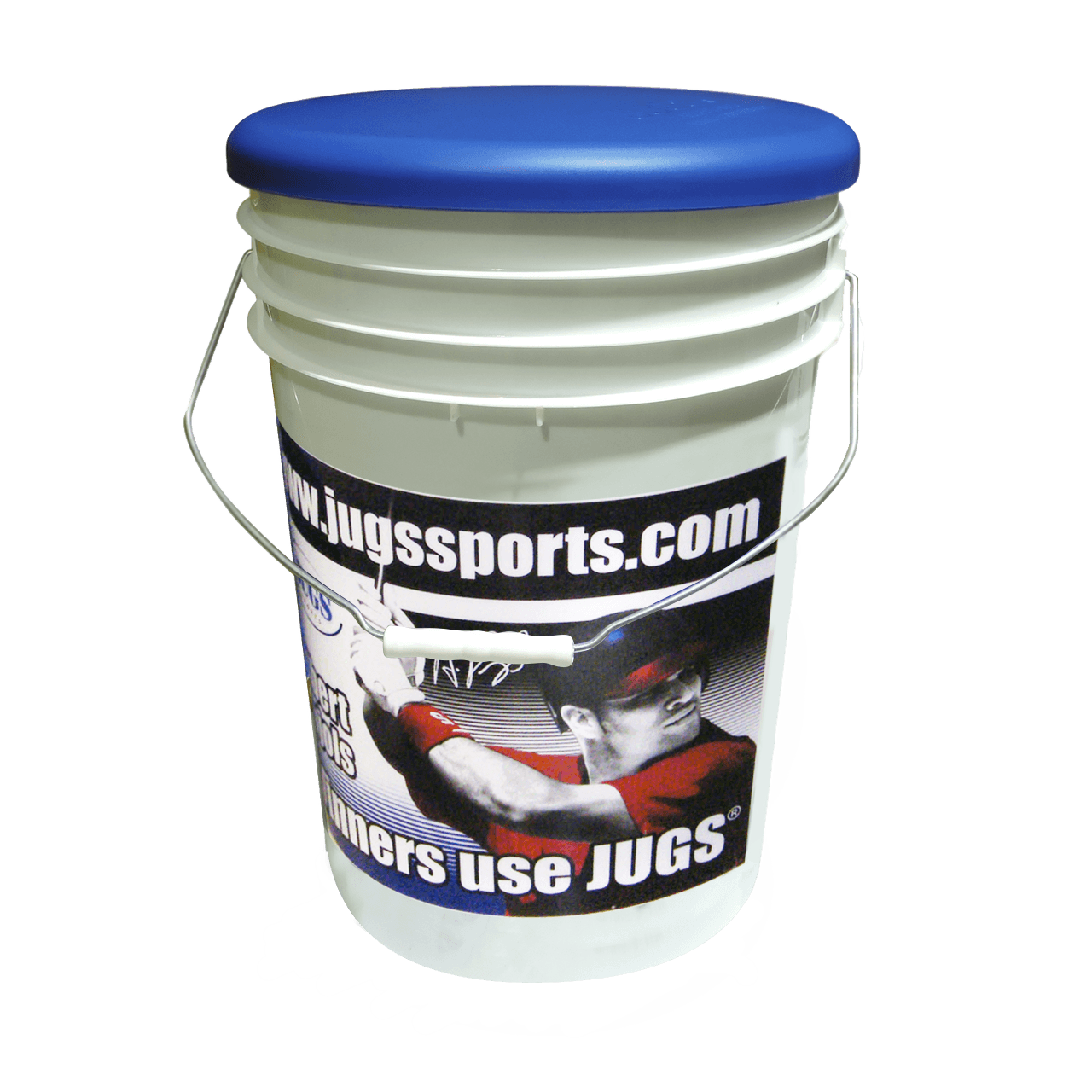 Bucket of JUGS White Dimpled Sting-Free Baseballs