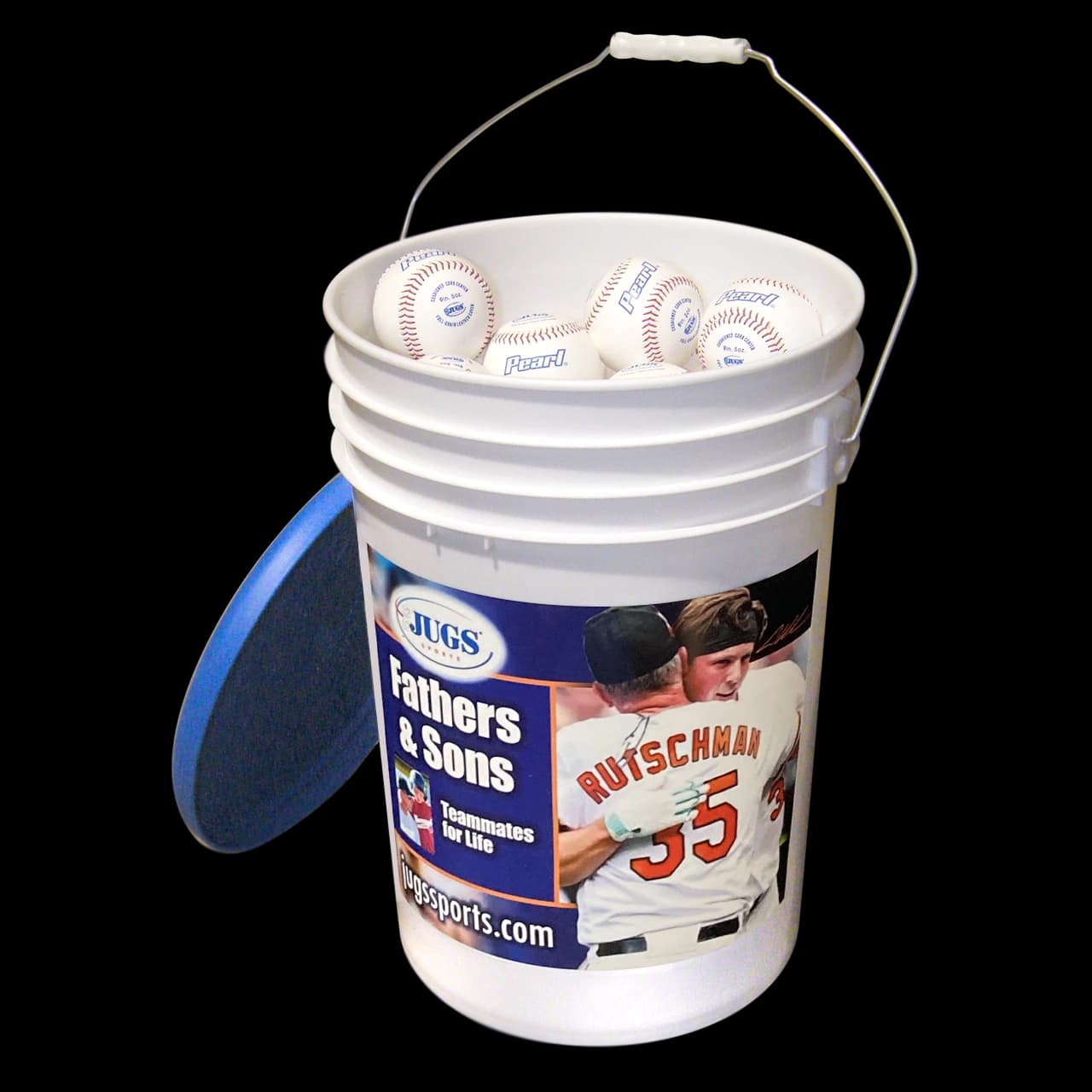 Bucket of JUGS Pearl Baseballs