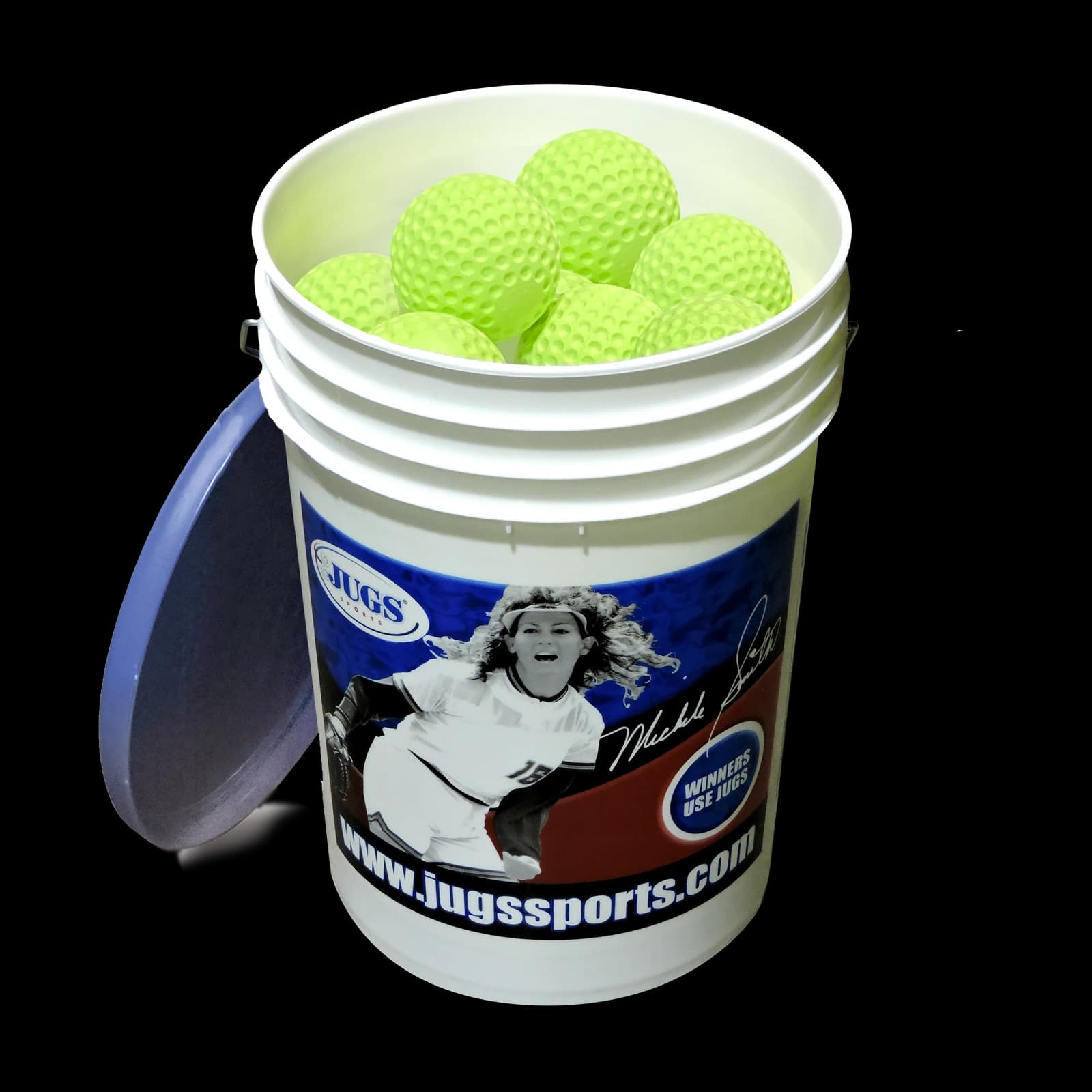 Bucket of JUGS Dimpled Sting-Free Softballs