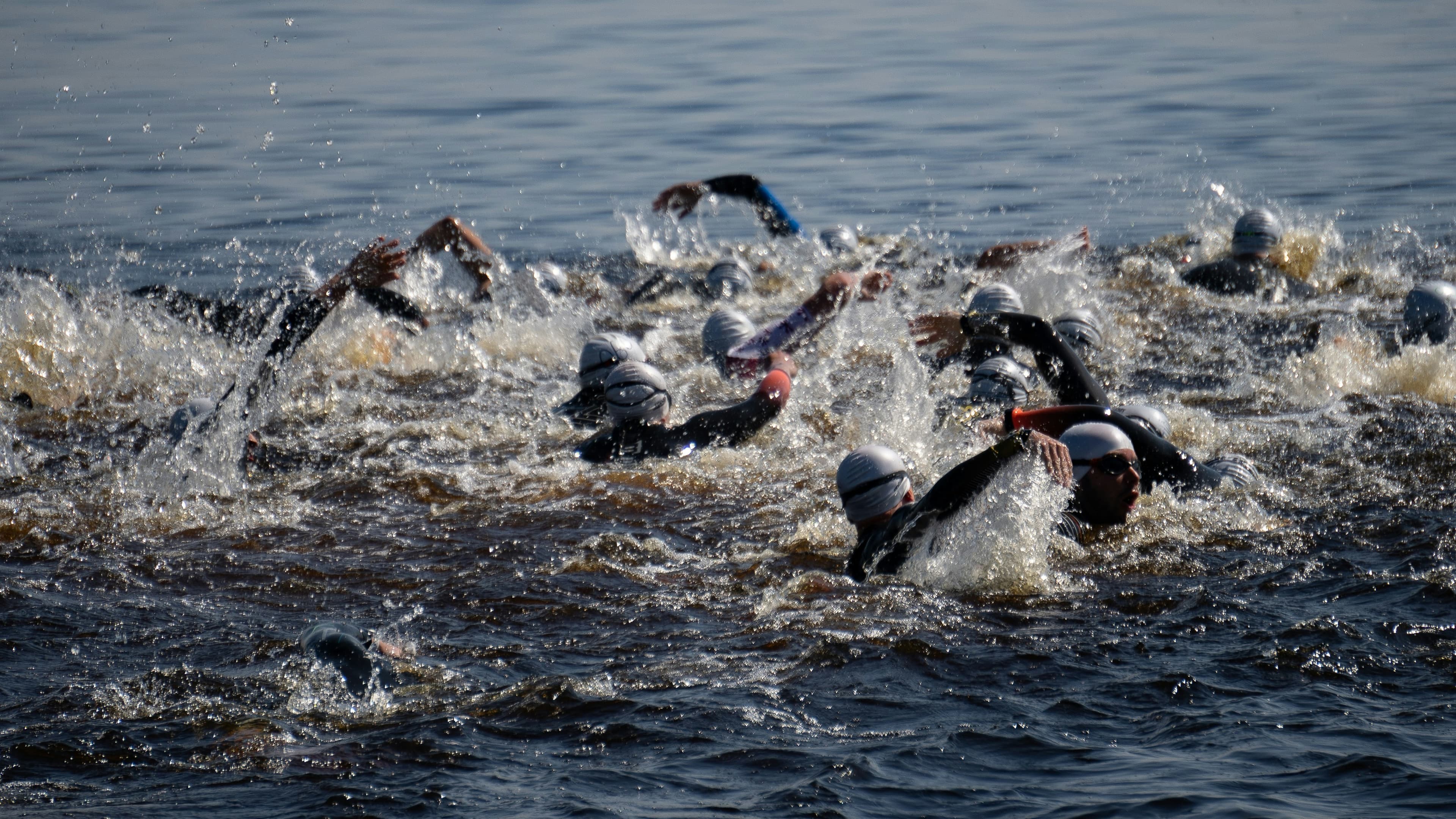 Swimmer cutting through lane water.