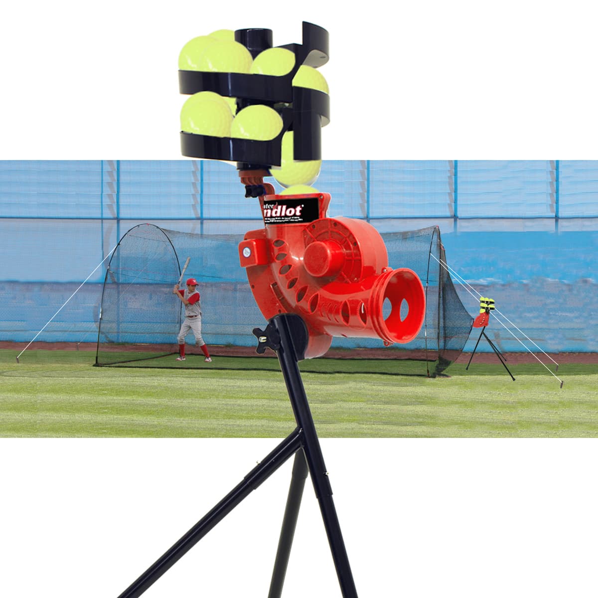 Sandlot Batting Cage With BONUS: Lite Baseball Pitching Machine