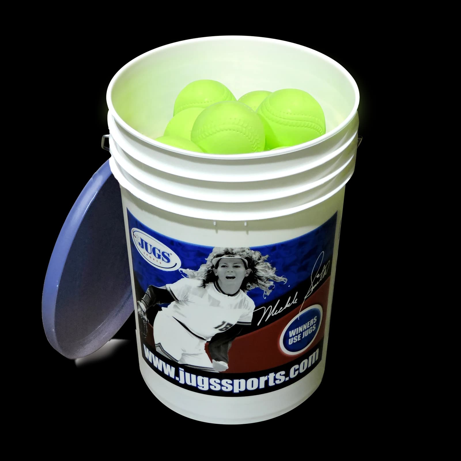 Bucket of JUGS Realistic-Seam Sting-Free Softballs